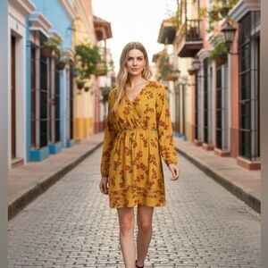 Danielle Rainn floral, long sleeve dress, new with tags, size PM